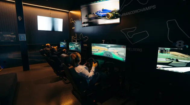 Racing simulator room at TAG E-Karting