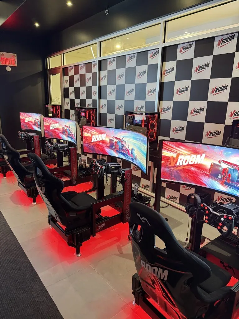 Racing simulator room at Vroom DIX30